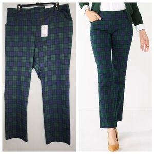 NWT Croft & Barrow Green Plaid Effortless Stretch Pull-On Bootcut Pant Size 18